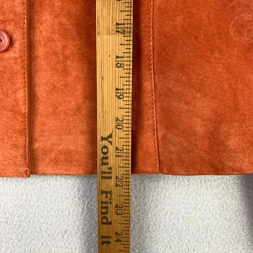 Pursuits Ltd Suede Leather Jacket Womens 8P Pumpkin Orange Peplum Minimalist